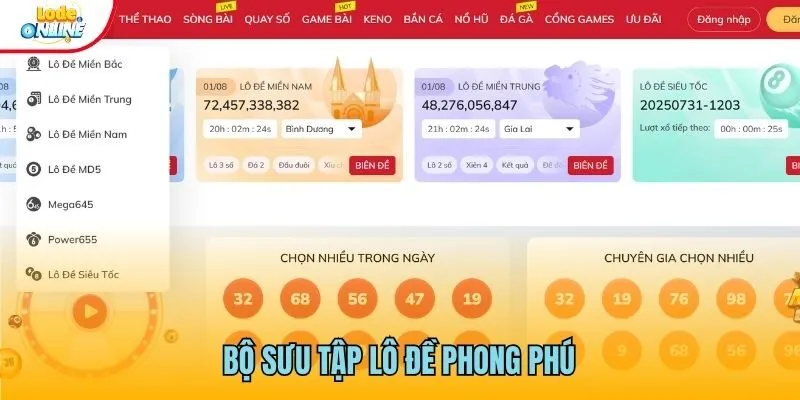 Bộ sưu tập lô đề phong phú